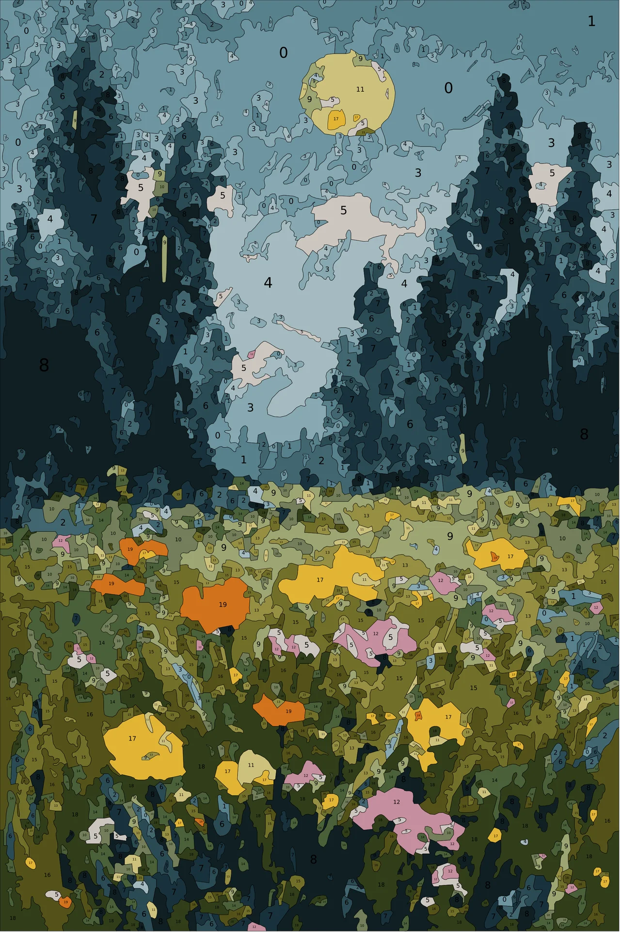 Лунный луг, детали палитры