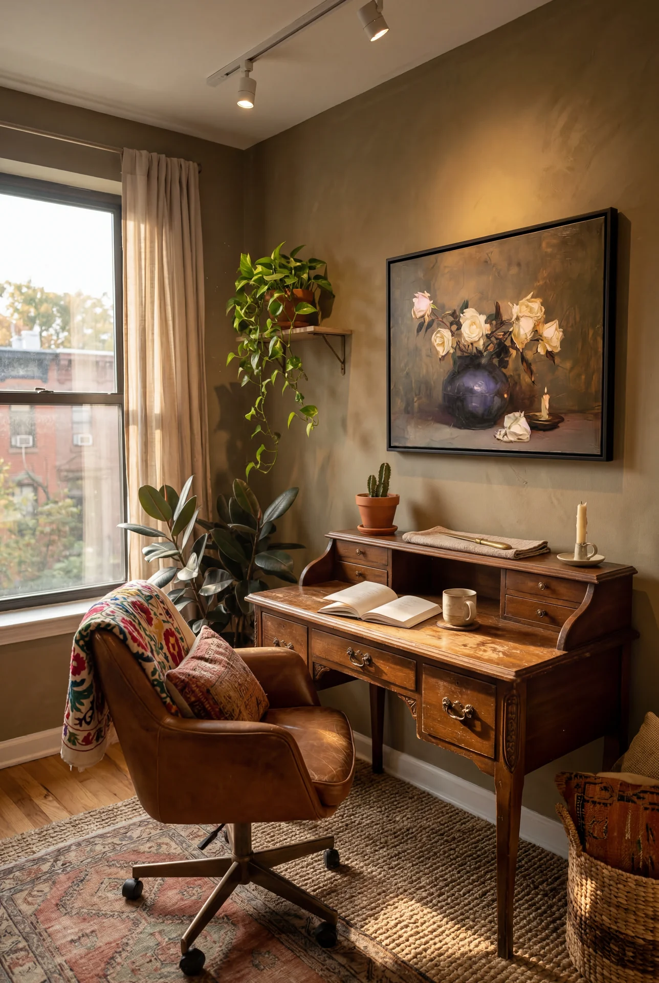 Тихий огонь в интерьере столовой